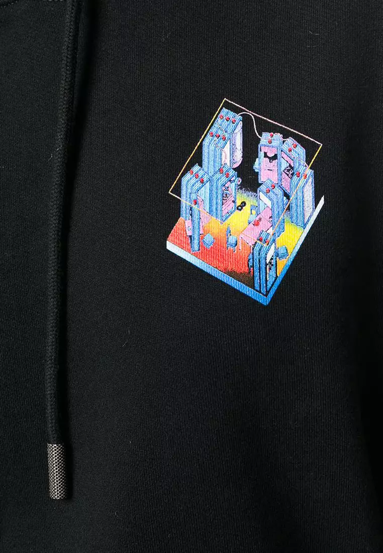 Graphic Print 兜帽衛衣(黑色)