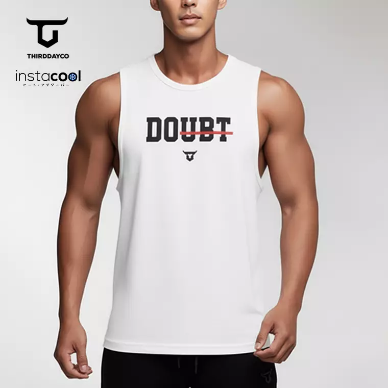 THIRDDAY Kaos Singlet Gym Pria SVN Instacool "doubt" putih MTY57