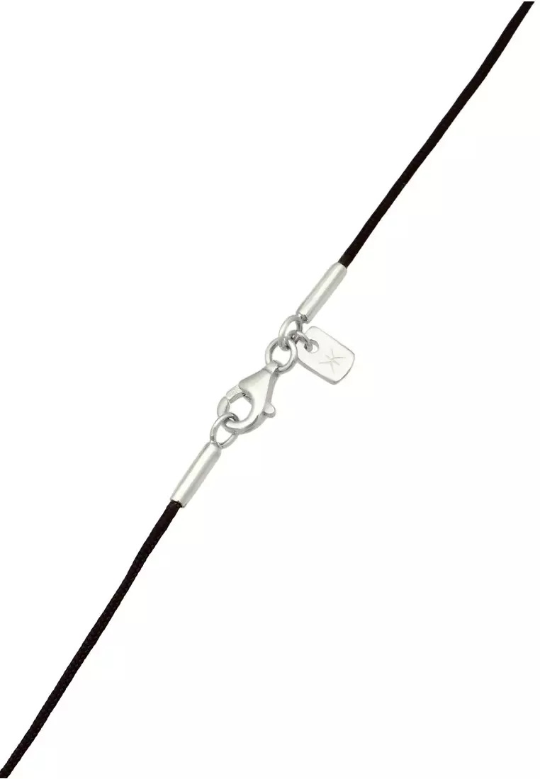 EXCLUSIVE Kalung Perhiasan Perak 925 Pria Nylon Black Plate Pendant