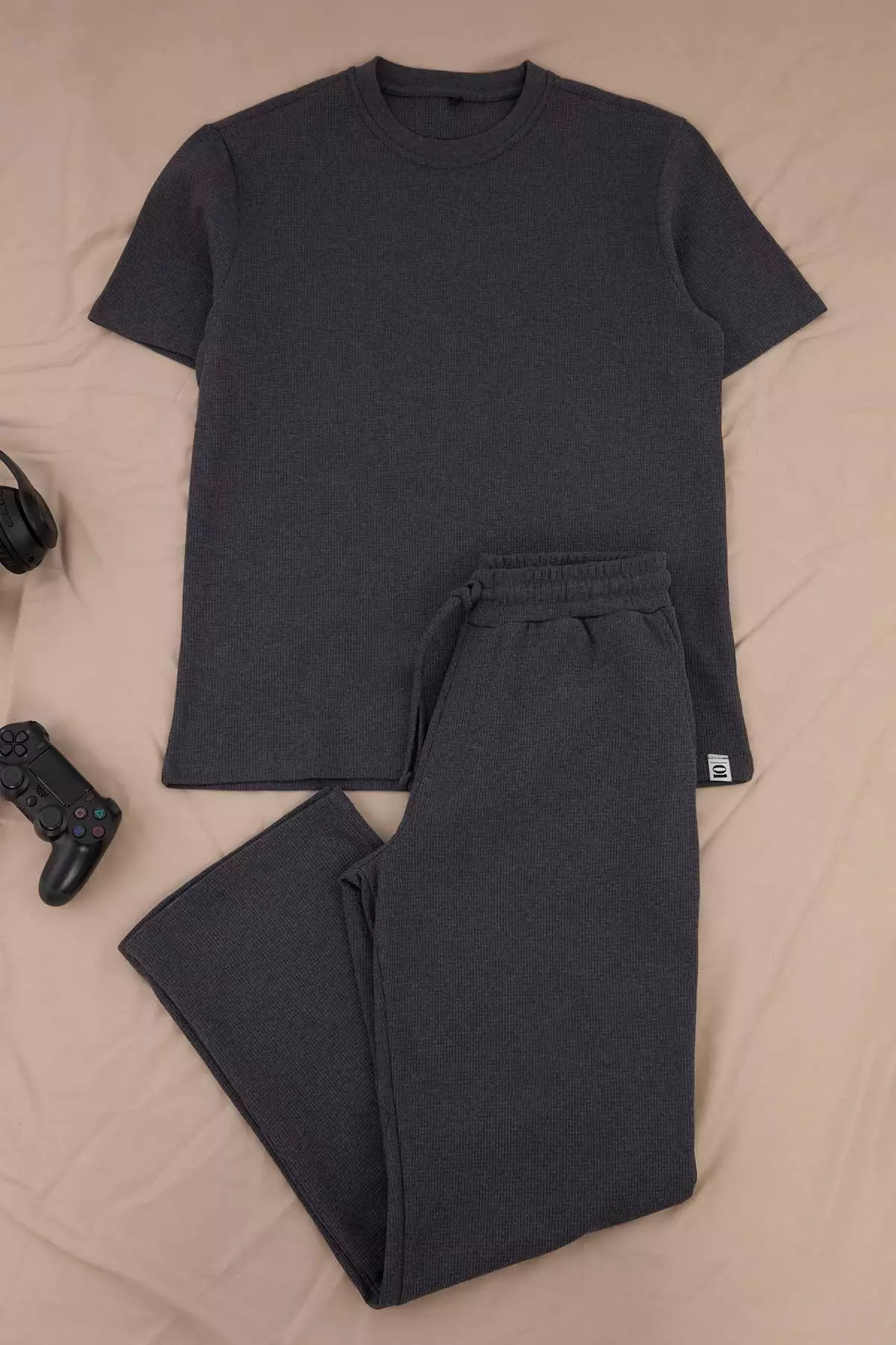 Anthracite Oversized /Wide Cut Textured Tracksuit Set Tmnss25Em00010