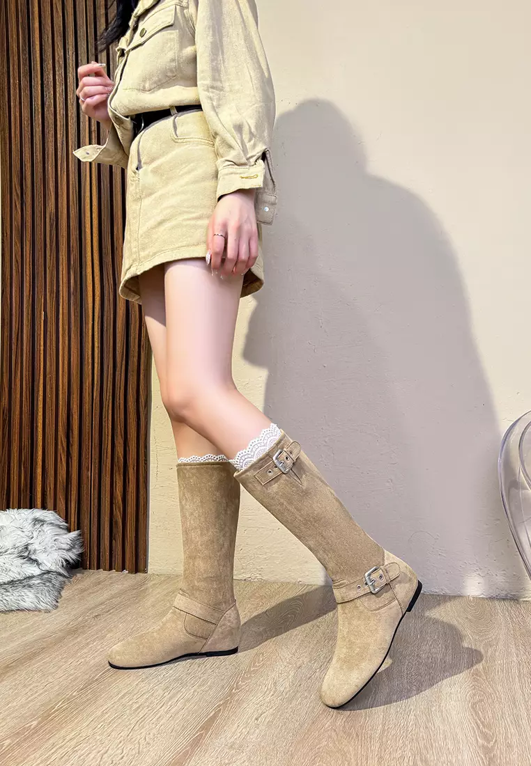 Insole-heightened Suede Skinny Boots TE9660-3