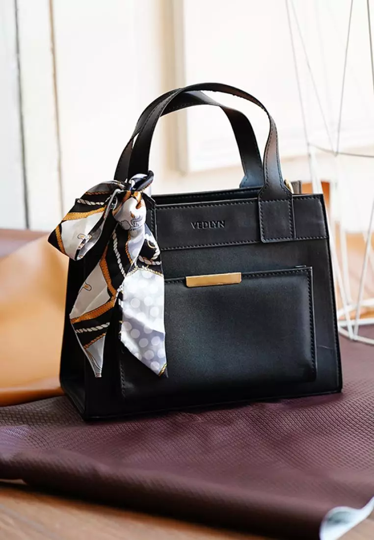 Vedlyn Gwen tas wanita terbaru model top handle bag - Black