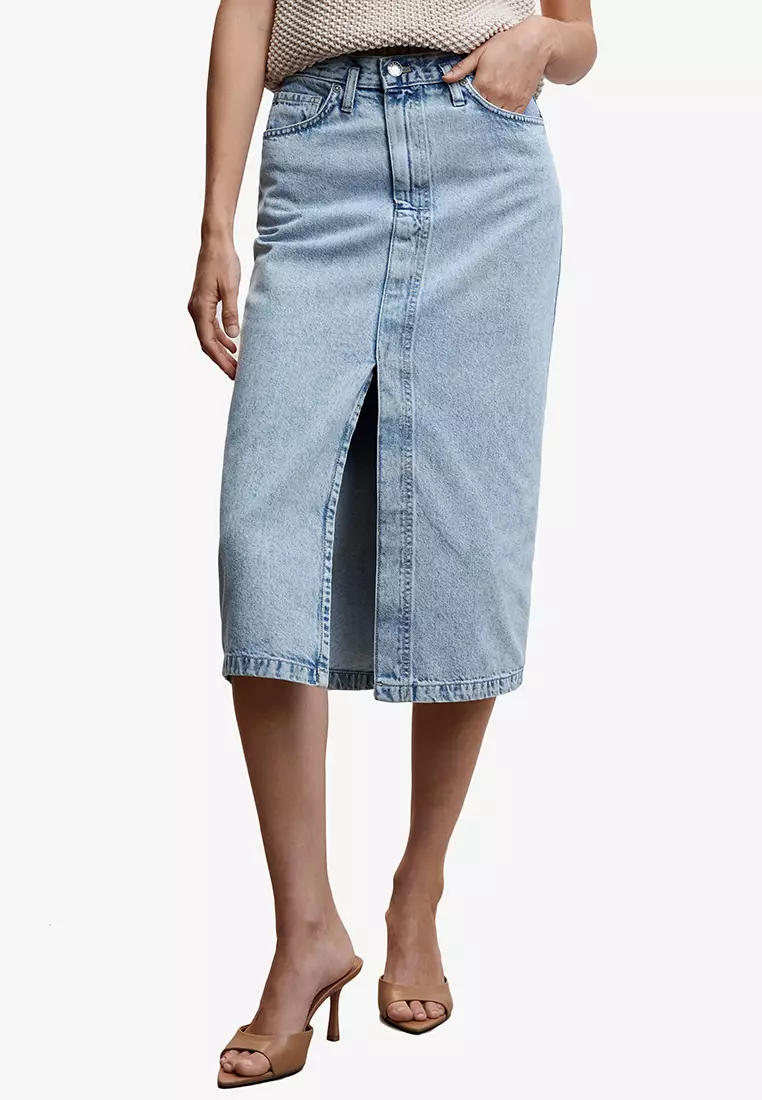Mango denim midi skirt top