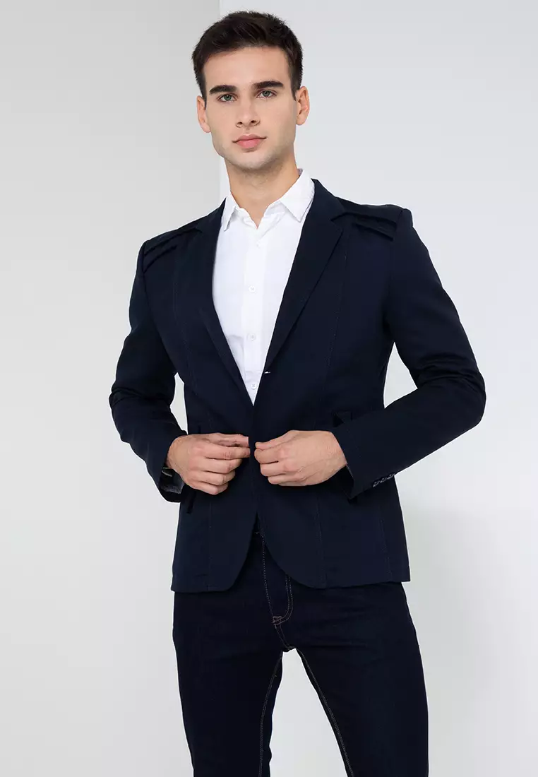 Blue blazer cheap with black trim