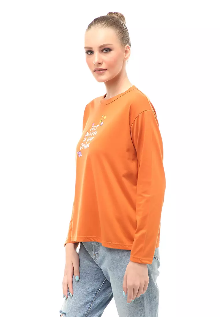 Heller Kaos Atasan Wanita Oversize Motif Print Short Sleeves Relaxed Fit - Lepan Bata