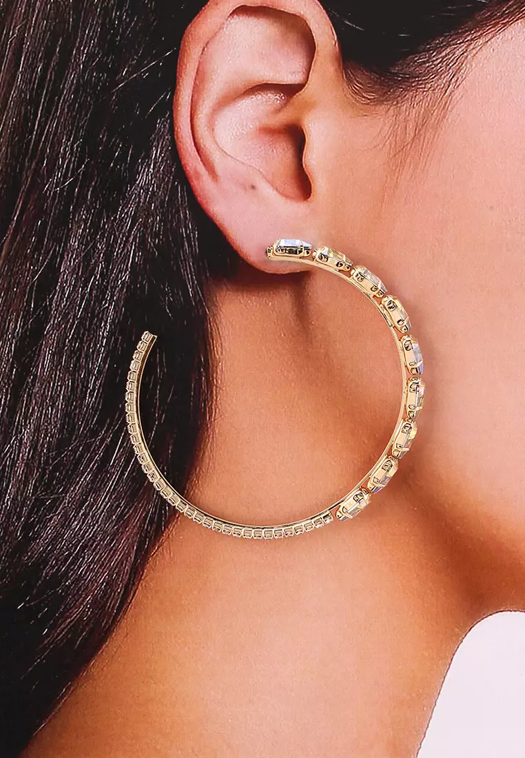 Buy Red s Revenge Bling On Gems Hoop Statement Earrings 2024