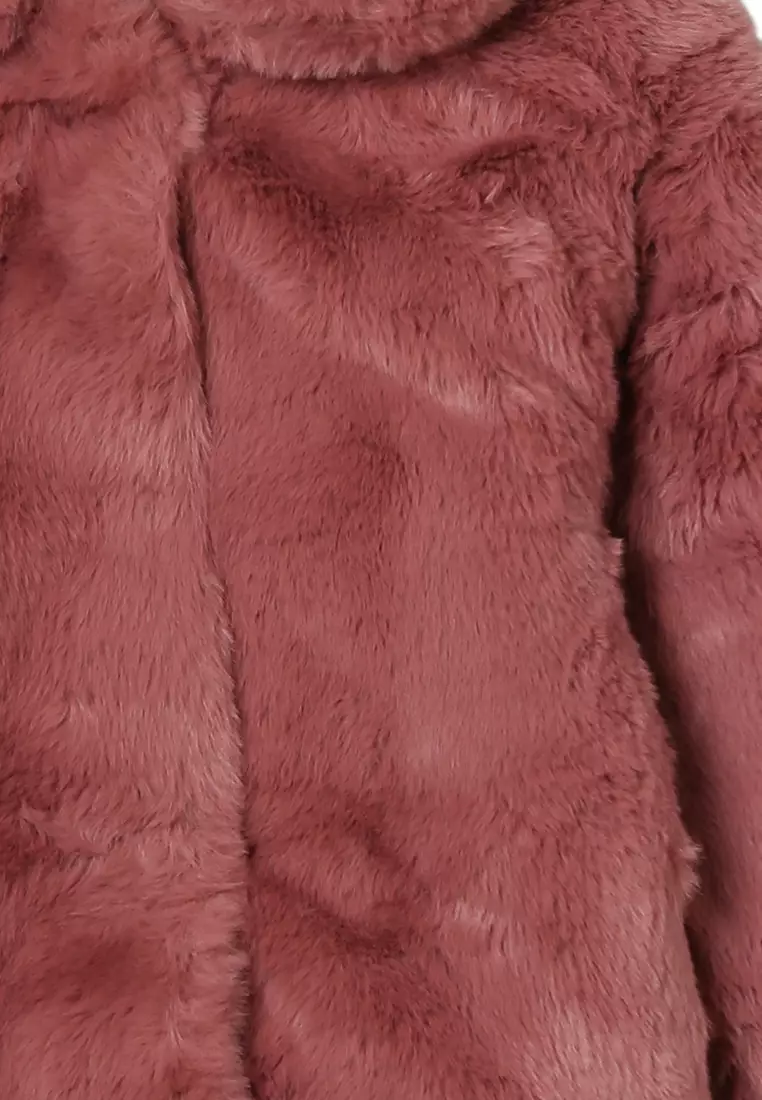 Mango Fresita Faux Fur Coat, Pink, XXS