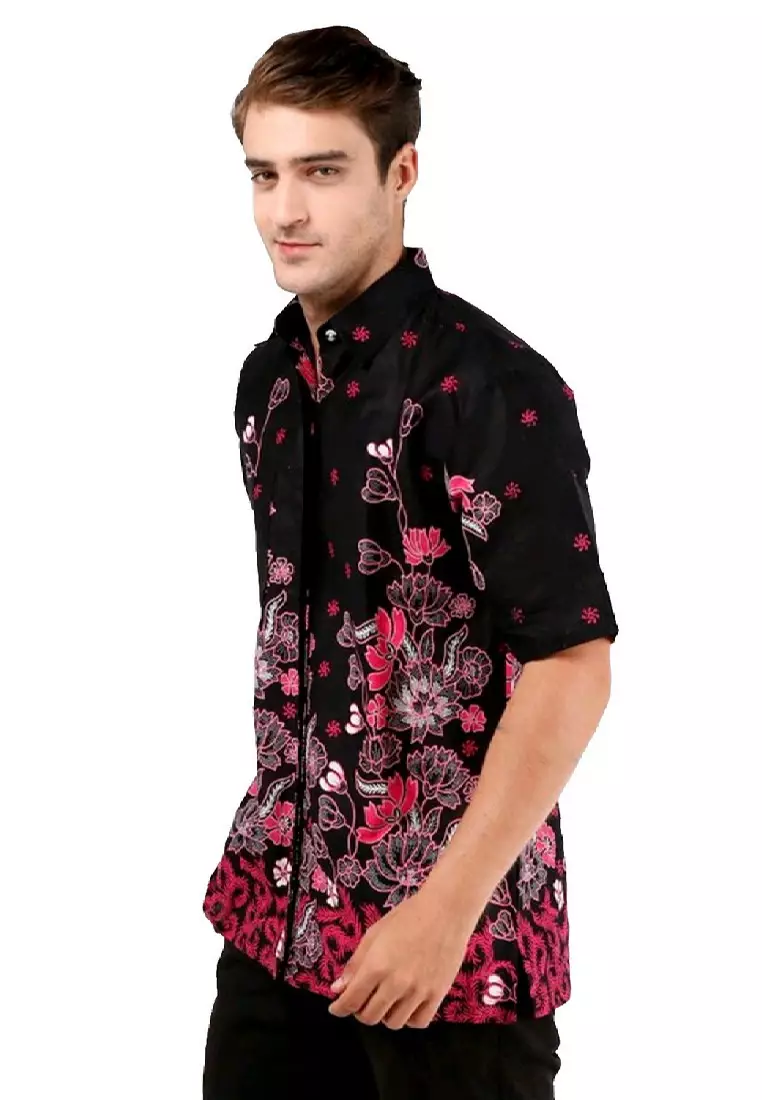 Bunga Kemeja Batik Exclusive Premium Pria Casual Modern Lengan Pendek