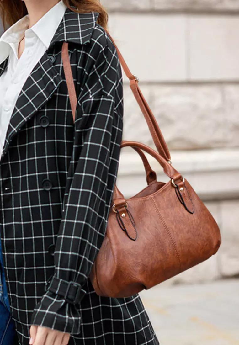 Stylish Textured Faux Leather Three Way Handbag JW HD-2674