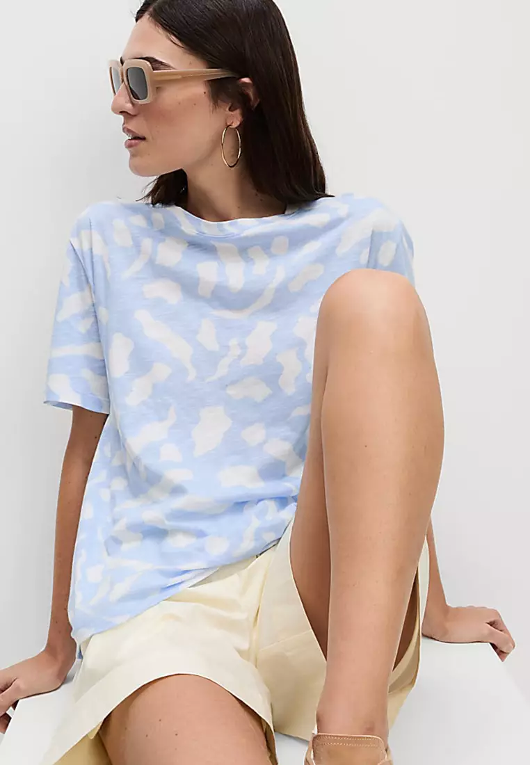 Jual Marks Spencer Cotton Modal Blend Printed T-Shirt Original