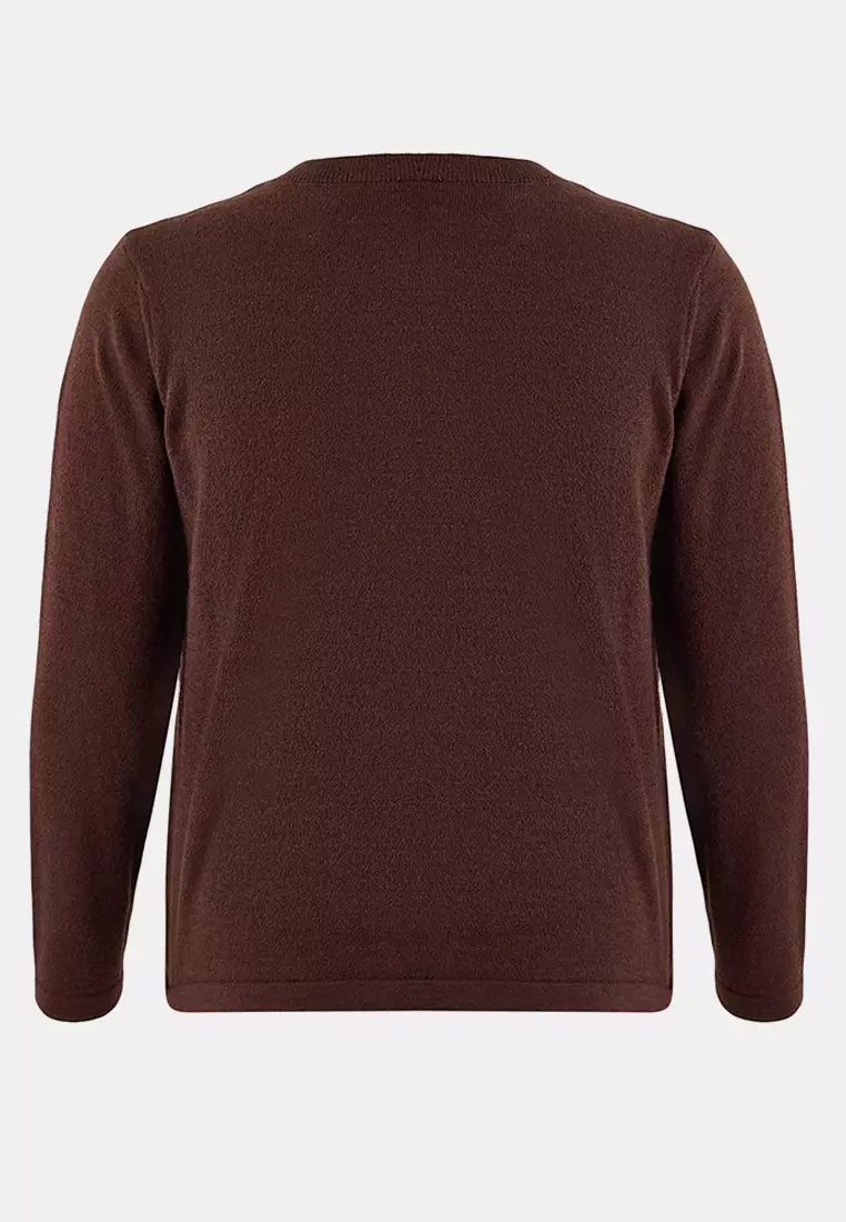 Brown Wool Coat Look Knitwear Cardigan Tbbaw26Av00059
