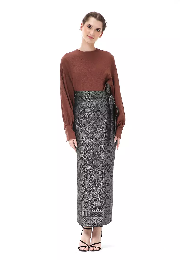 Olaf Rok Lilit Songket Batik Wanita Uniqe Design Material Viscose ORIGINAL - Black