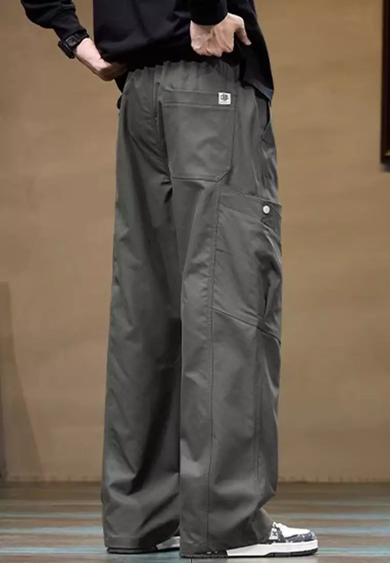 抽繩休閒寬腿褲