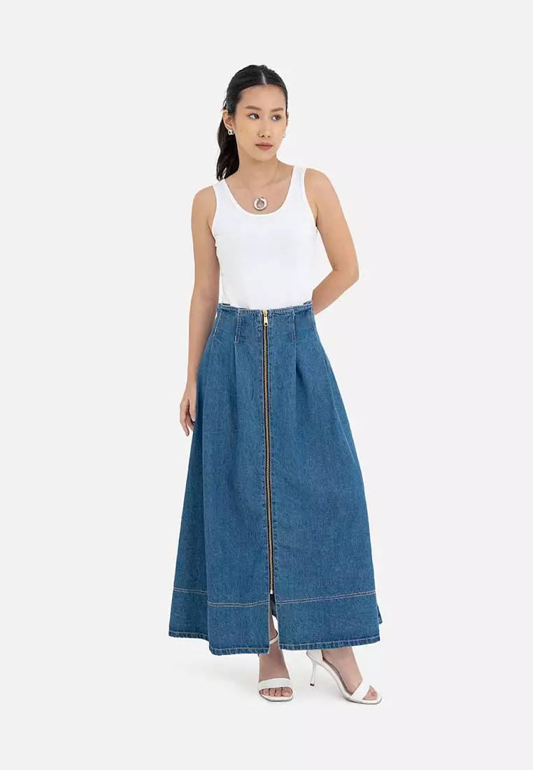 Earth Music & Ecology - Amami Front Zip Denim Skirt