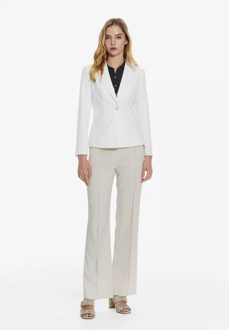 白色修身版西裝外套(可機洗)