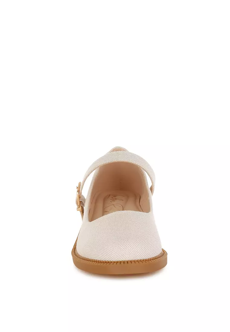 Canvas Mary Jane Shoes in Beige