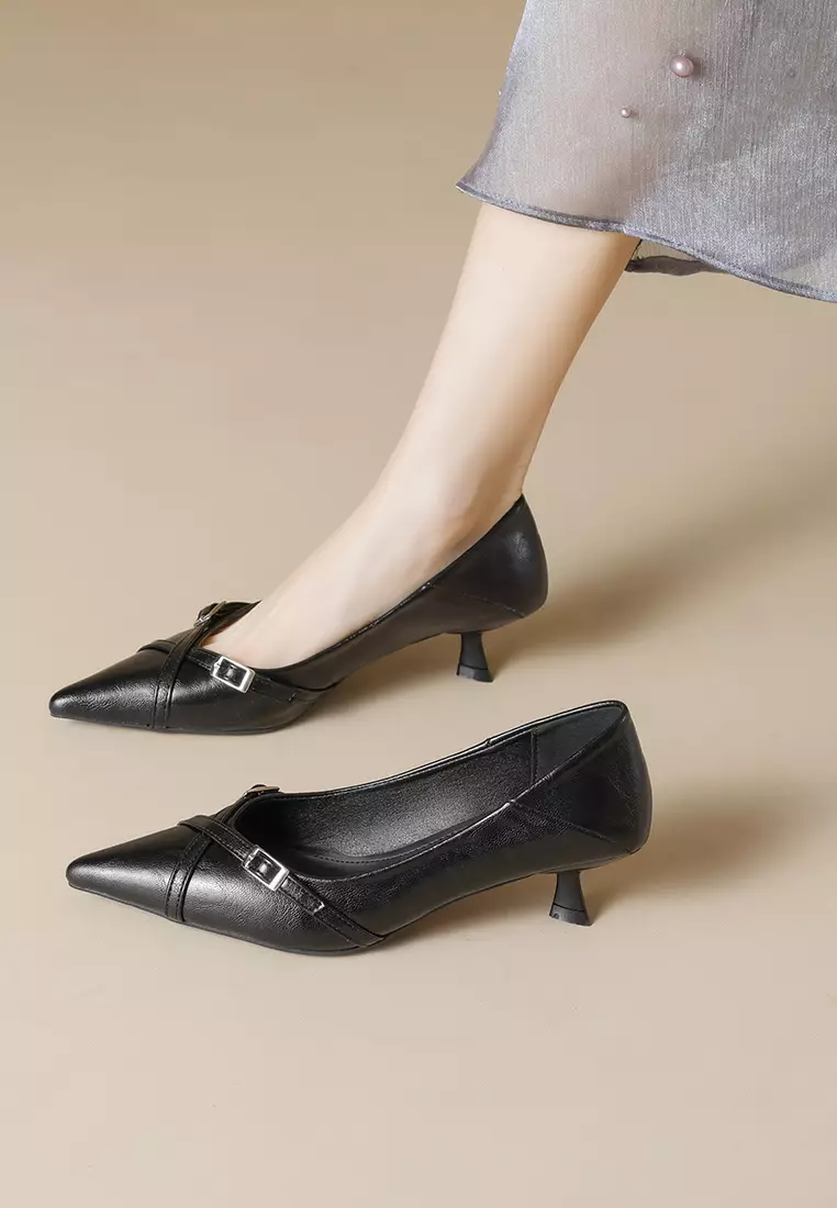 4.5CM Cross Strap Kitten Heel Pumps WW739-5