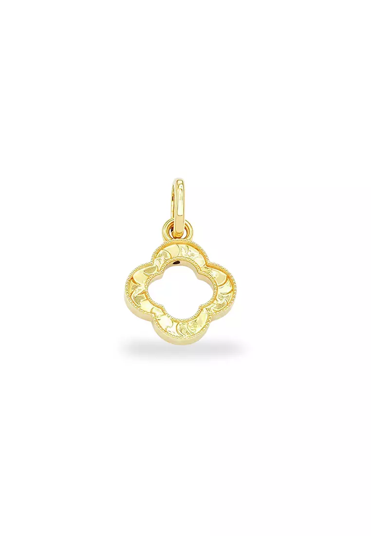 999.9/24K Pure Gold 3D Clover Leaf Pendant B815