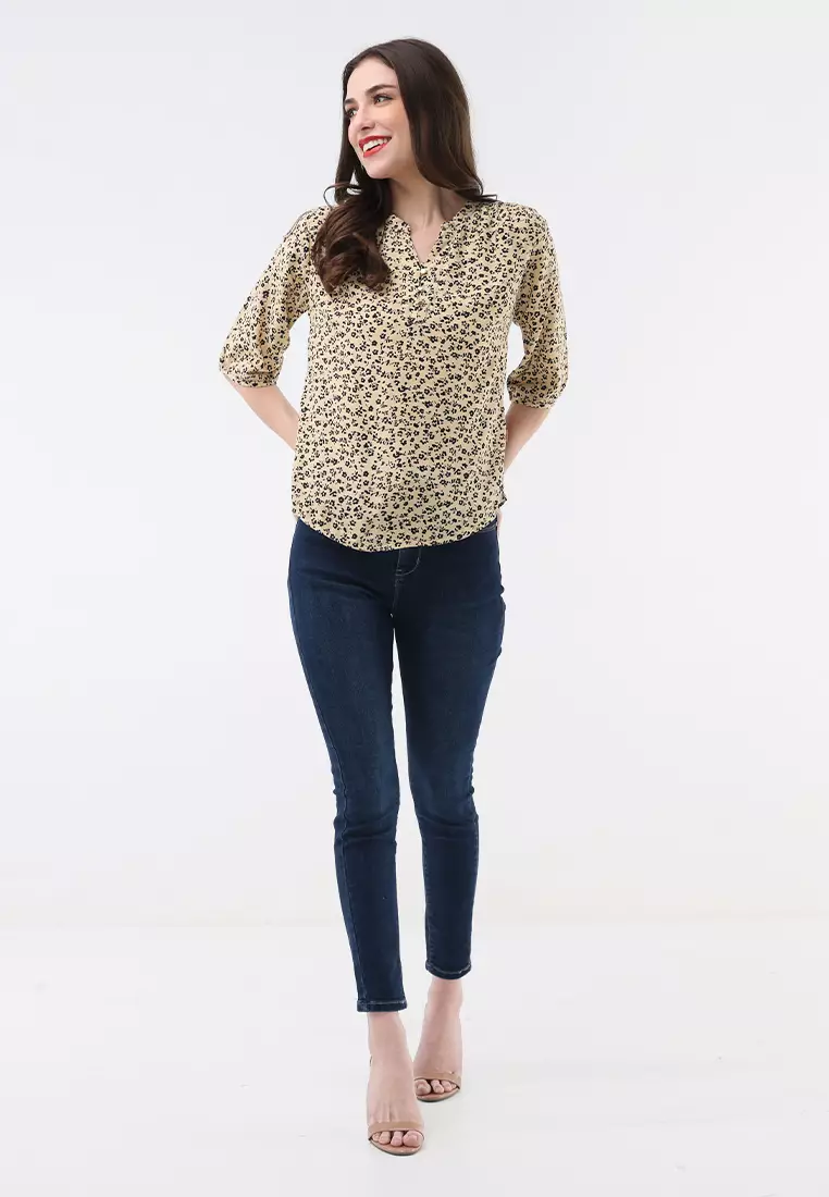 3/4 Sleeves Chinese Collar Blouse