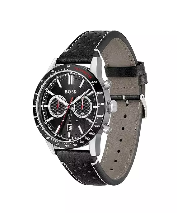 Hugo Boss Allure Black Dial Black Leather 1513920