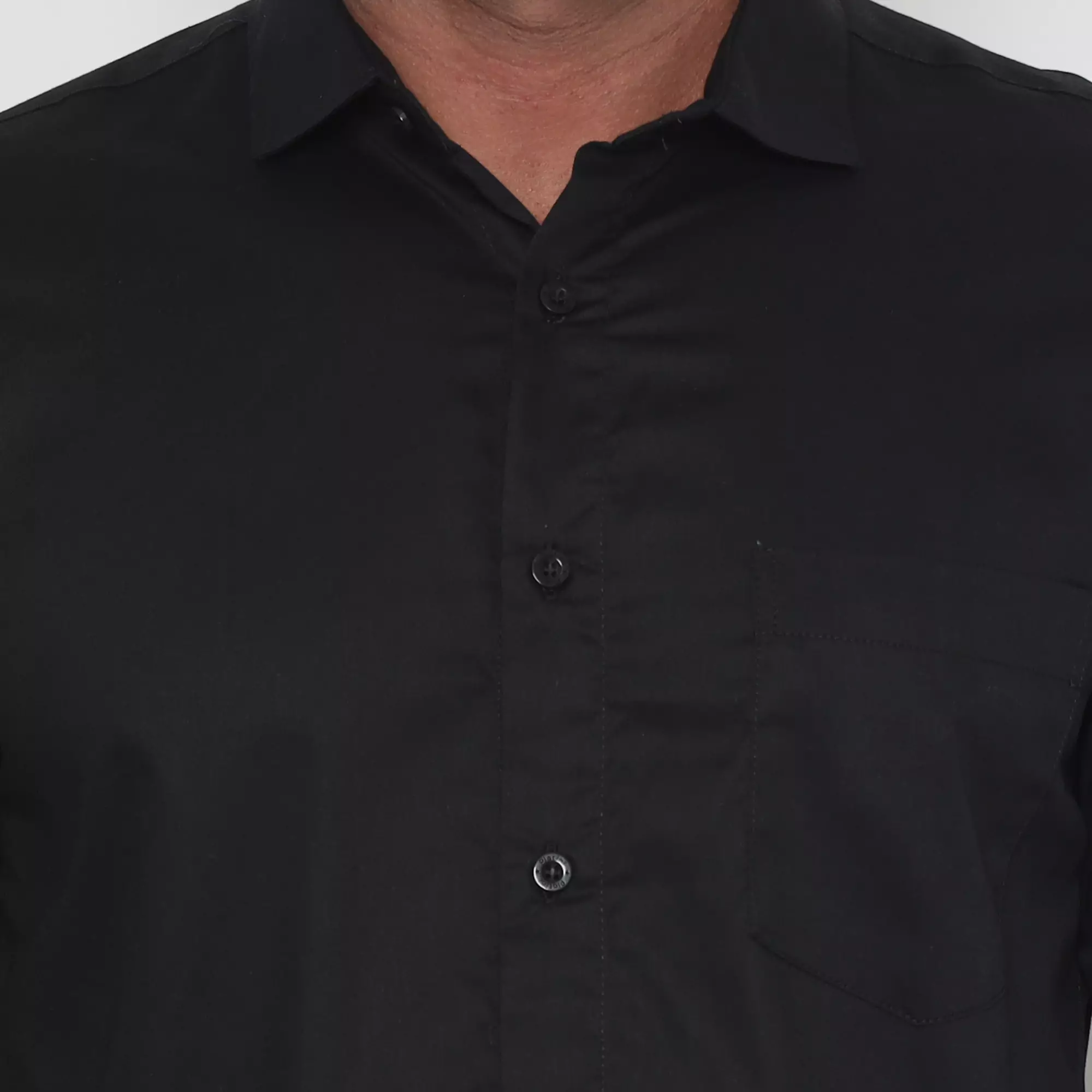 (Special Price) Platini Kemeja Polos Pria Lengan Pendek Katun Twill Hitam 73399