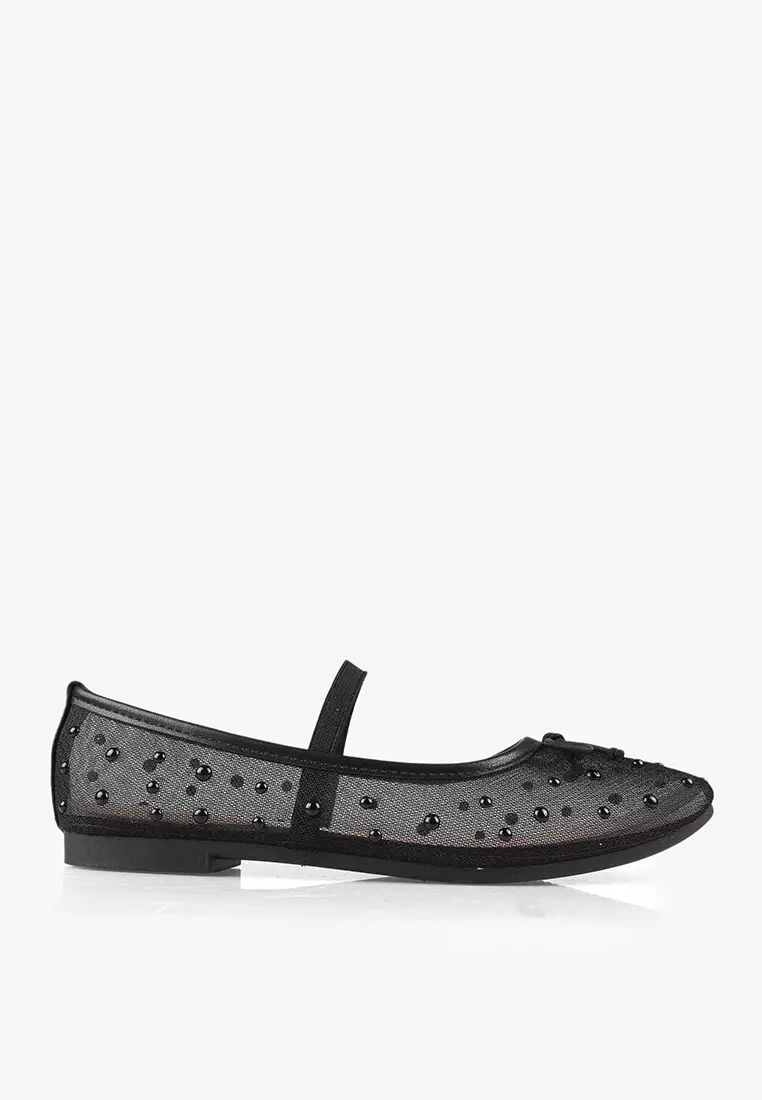 Flat Shoes Ballet Wanita Transparan L.Mayden Black