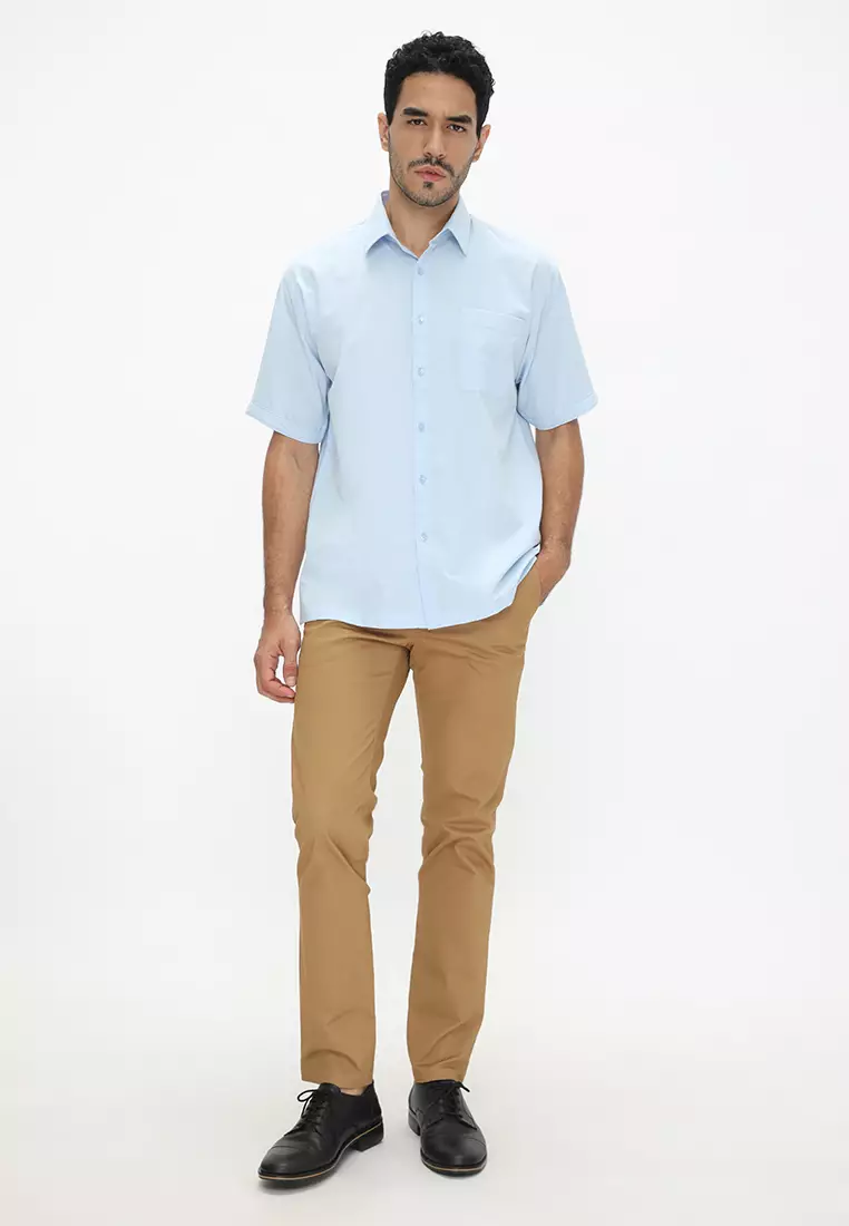 Jobb Ontario Kemeja Pria Lengan Pendek Regular Fit Light Blue