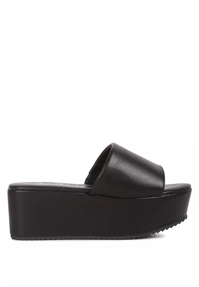 Discount on London Rag  shoes - SKU: Black Chunky Platform Sliders