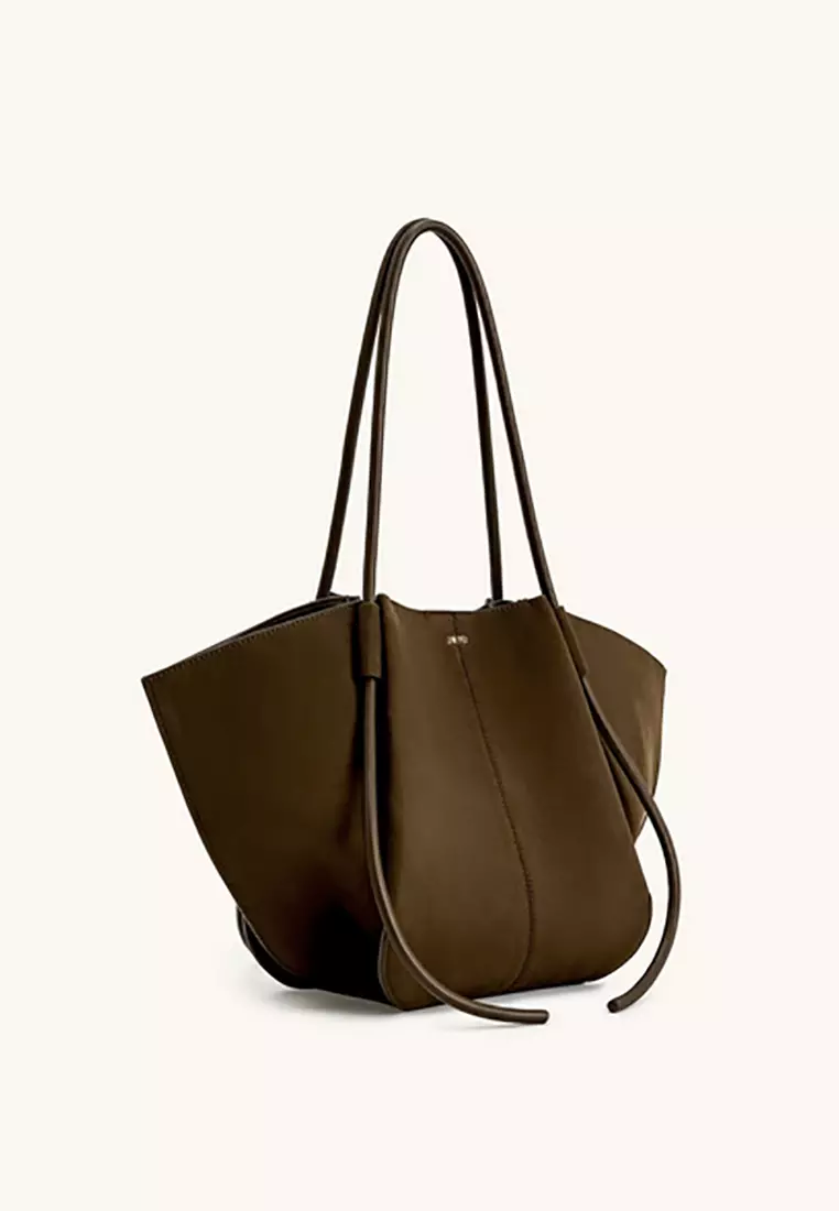 Nala Faux Suede Wide Tote Bag - Mocha Brown