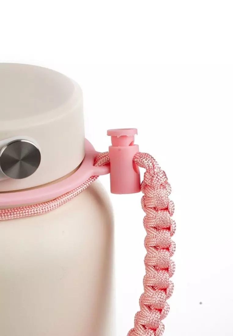 Crossing Paracord Bottle Carrier Strap with Carabiner - Light Pink