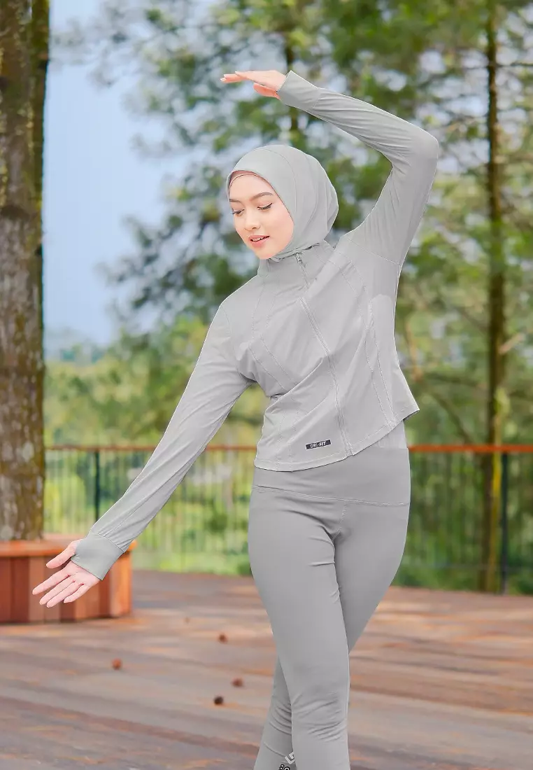 Zelena - Cleo Dryfit Jacket | Jaket Olahraga Wanita Slim Fit - Lava Grey