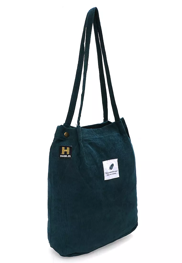 Millane Totebag Wanita Polos Kasual Large Storage Material Soft Corduroy ORIGINAL - Green