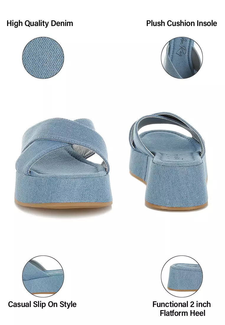 Denim Flatform Slip Ons