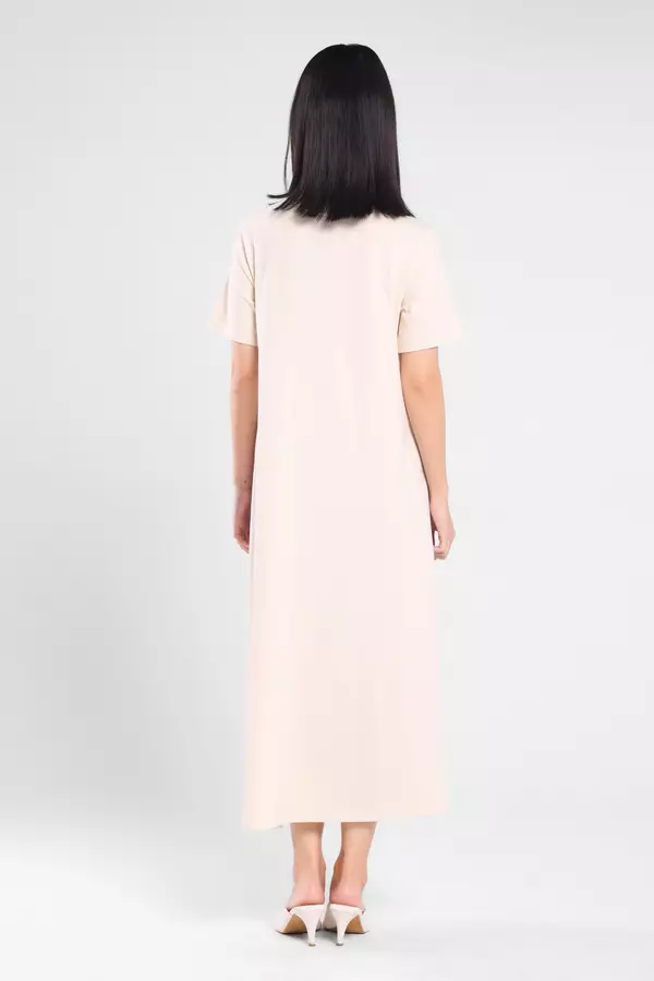 Minimal - Amyra - Dress Knit A Line - Beige Warna Beige