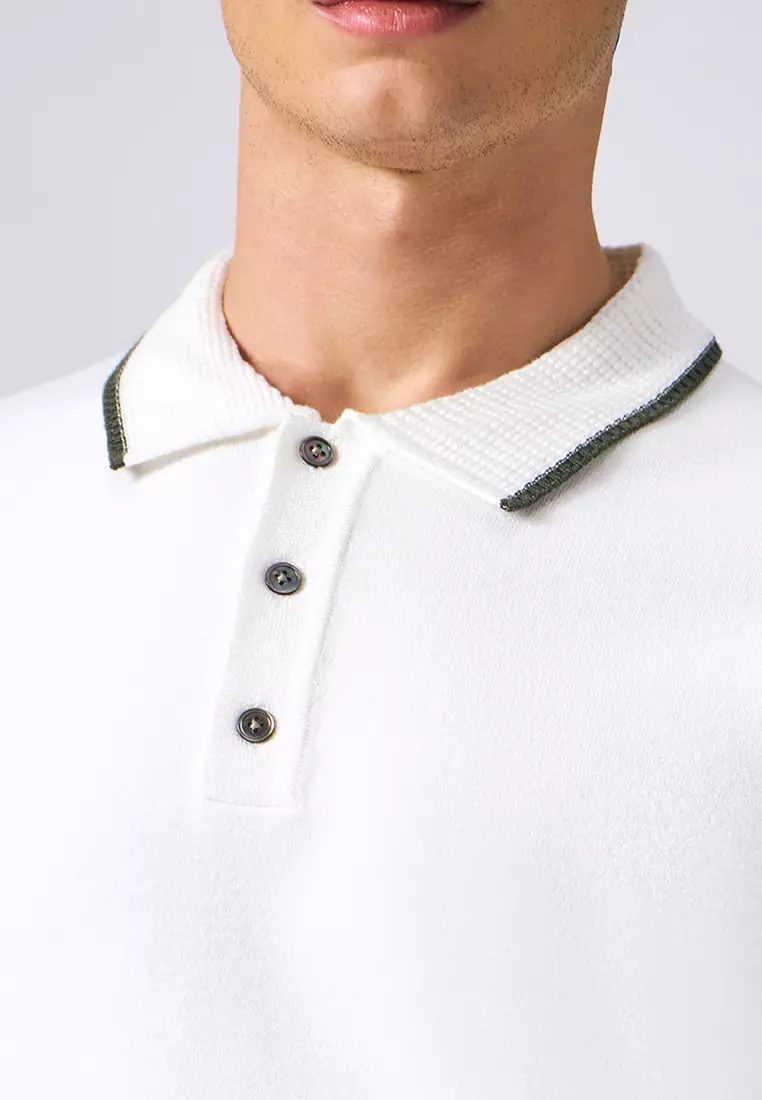Polo with Textured Collar