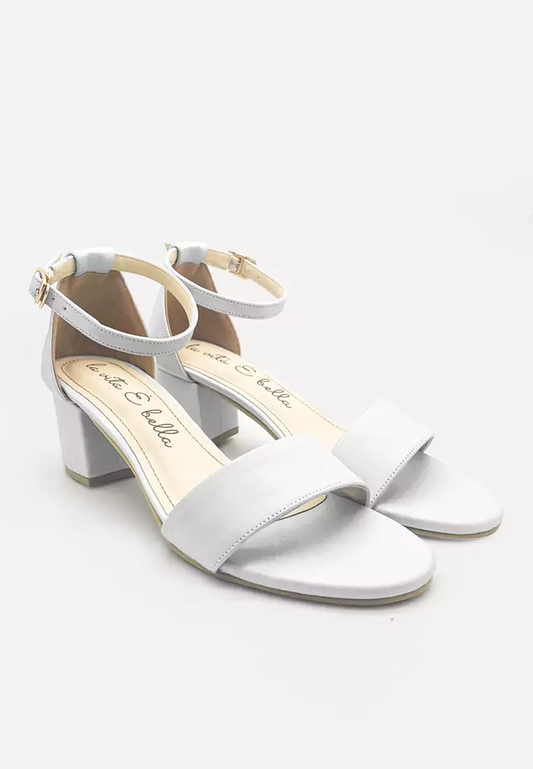 Chloe Ankle Strap Sandal Block Heels Vegan Leather