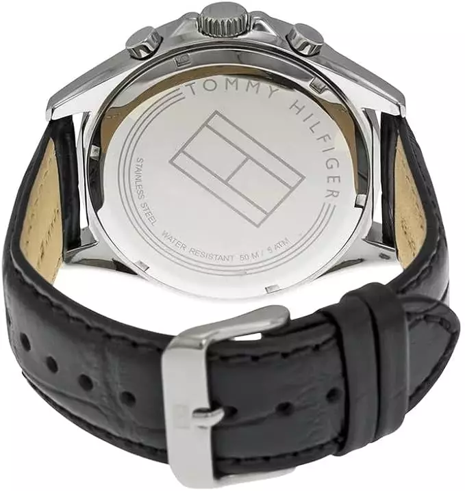 Tommy Hilfiger Black Dial Black Leather Men's Watch
