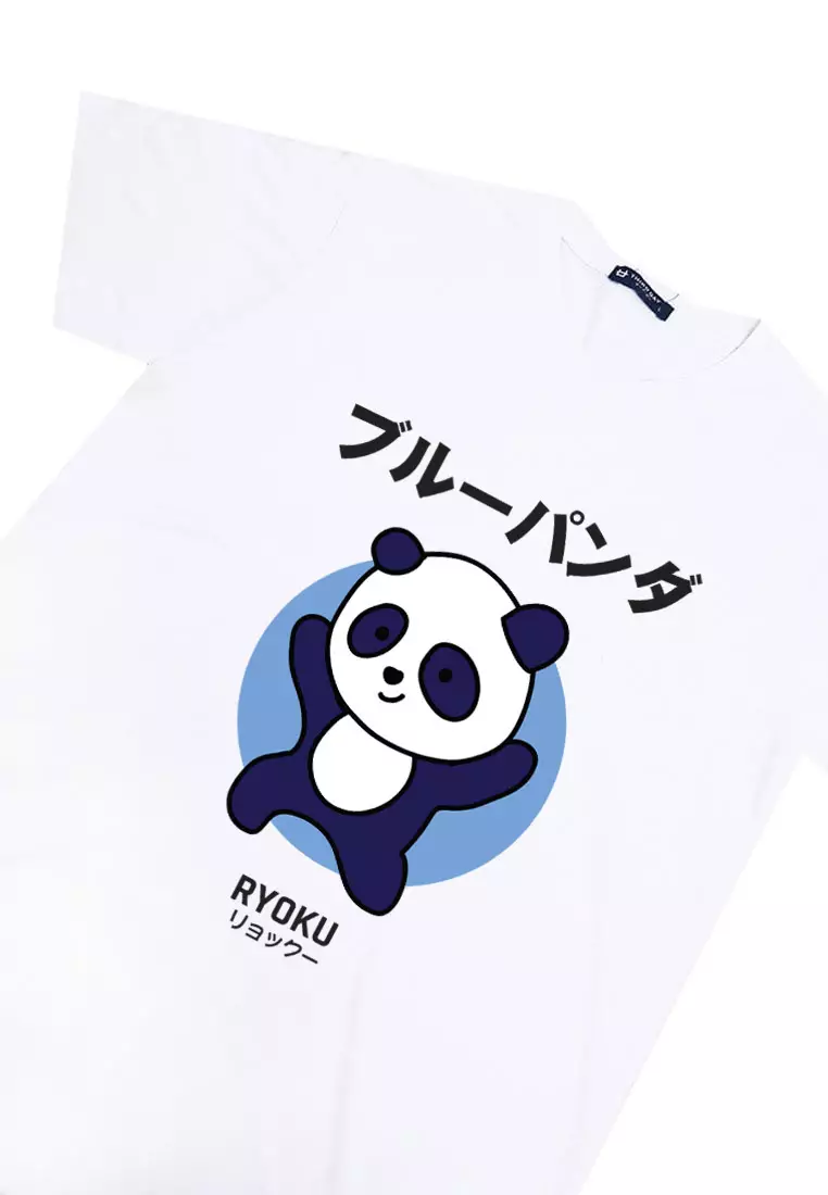 MTM71 kaos anime panda tulisan jepang pria instacool putih