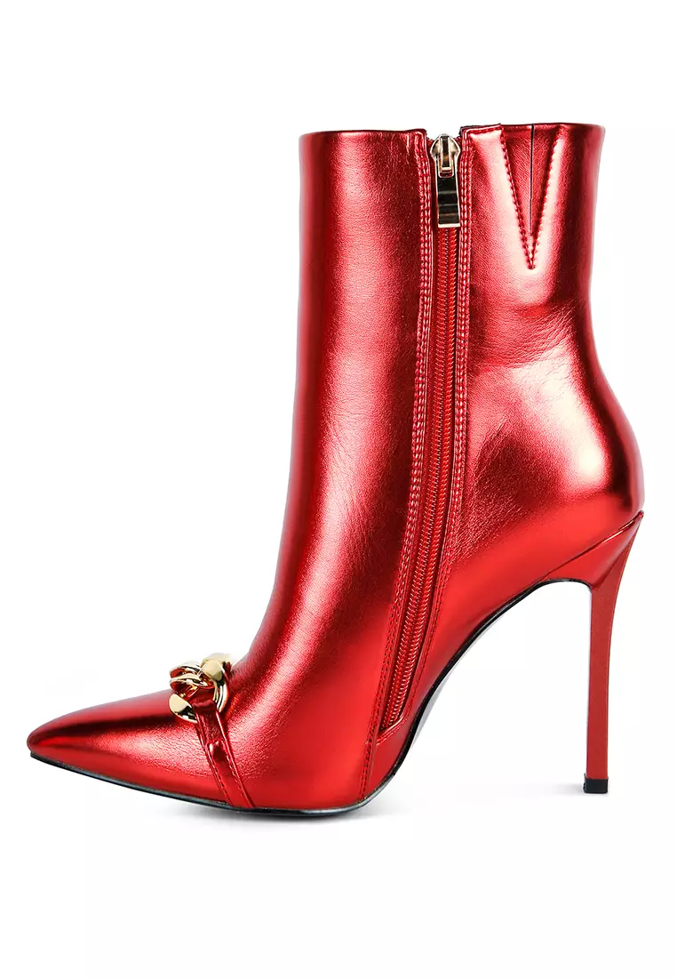 Red metallic heels sale