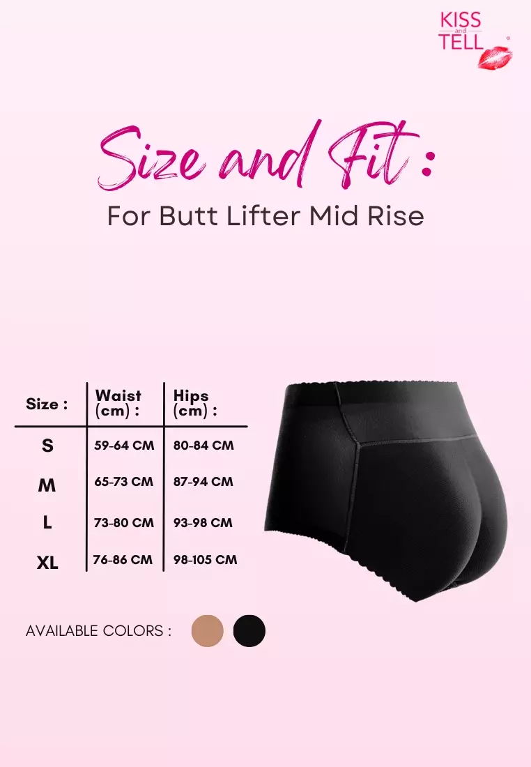 Kalene Butt Lifter Mid Rise Panties Seamless Padded Underwear Hip Pads Enhancer Panty in Black