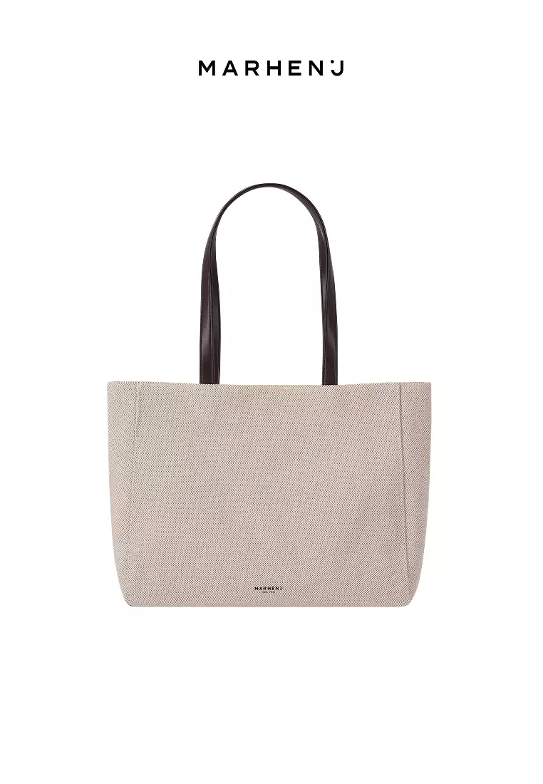 BONO LE BLANC V Canvas Vegan Leather Shoulder Bag Brown V