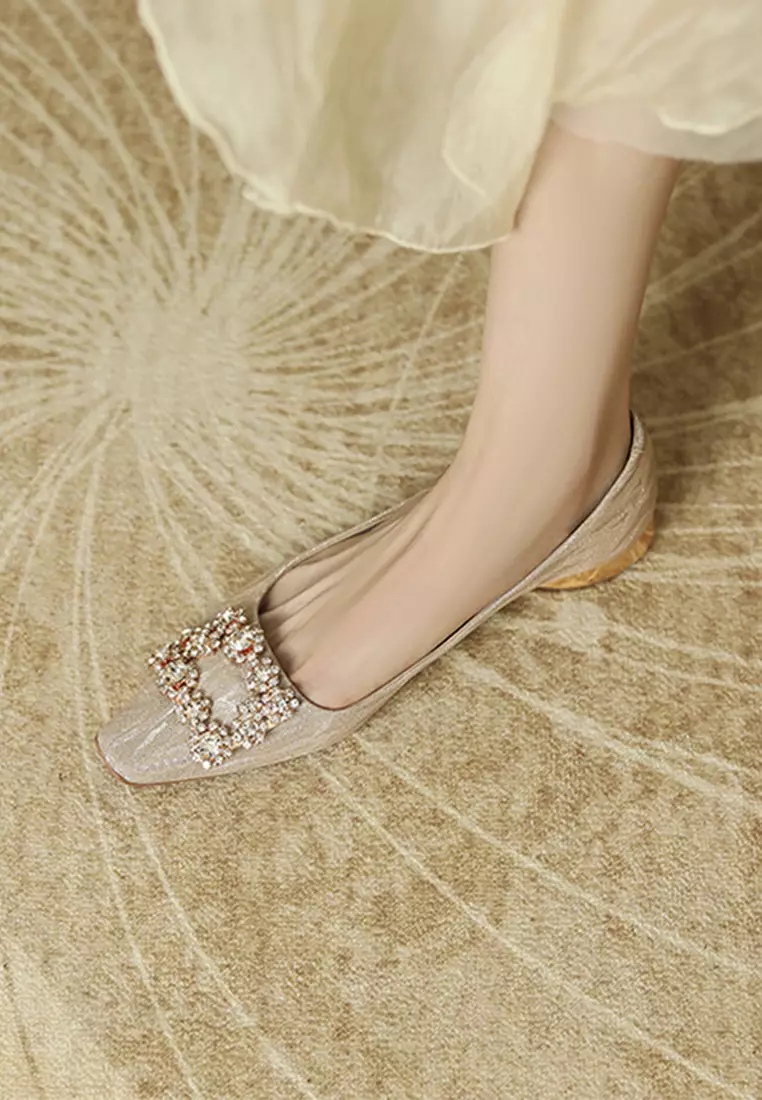 Square Rhinestone Flat Shoes XJ7318-17