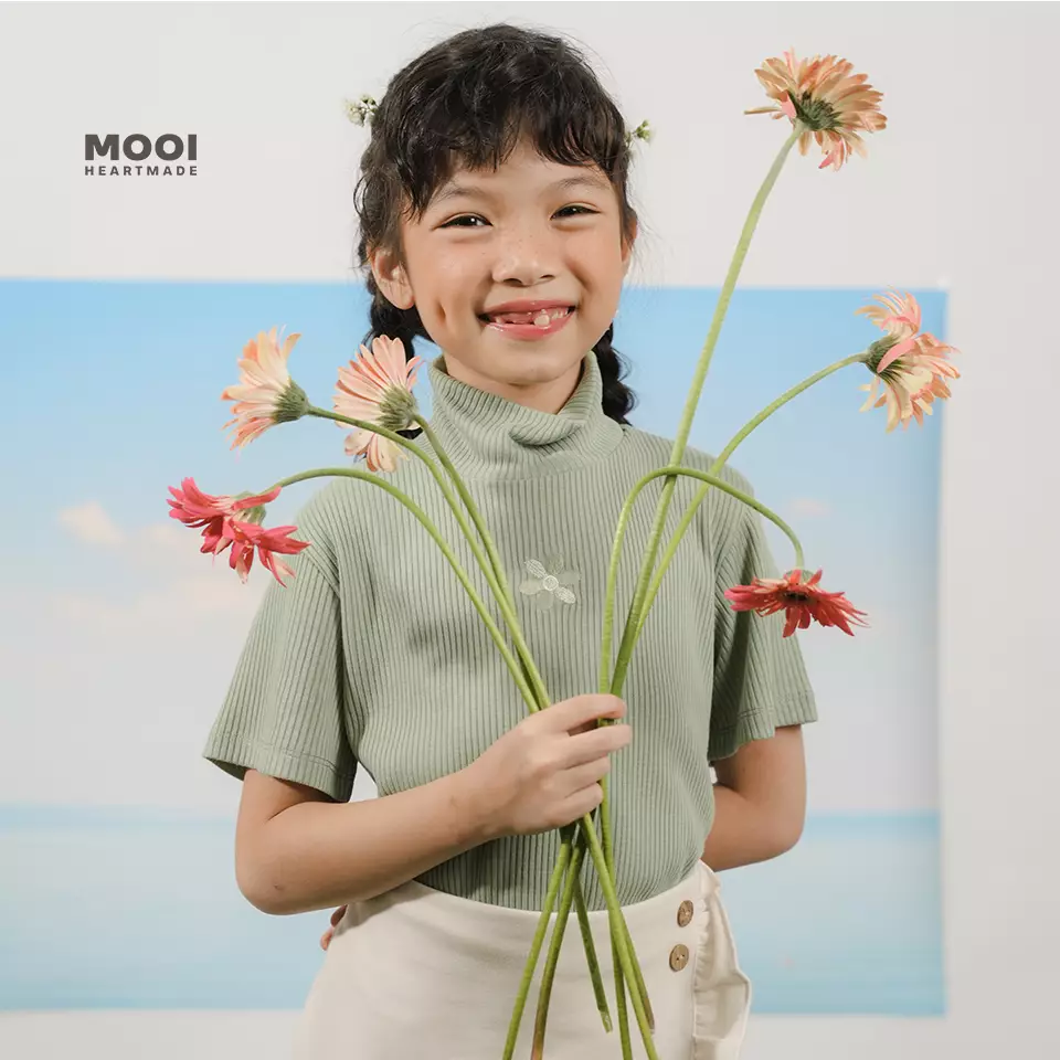 Mooi Atasan Turtleneck Anak Perempuan Giselle Top - Pink Peach