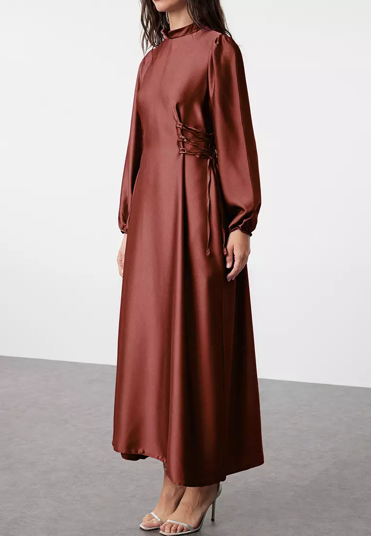 Burgundy Straight Maxi Long Fitted Evening Dress