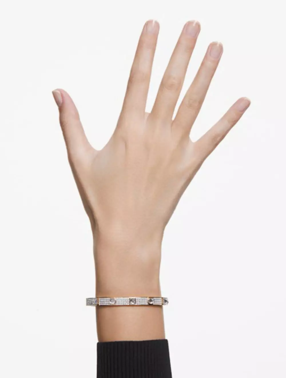 Thrilling Bangle, Mixed Cuts, Pavé, White, Gold-Tone Plated - S - White