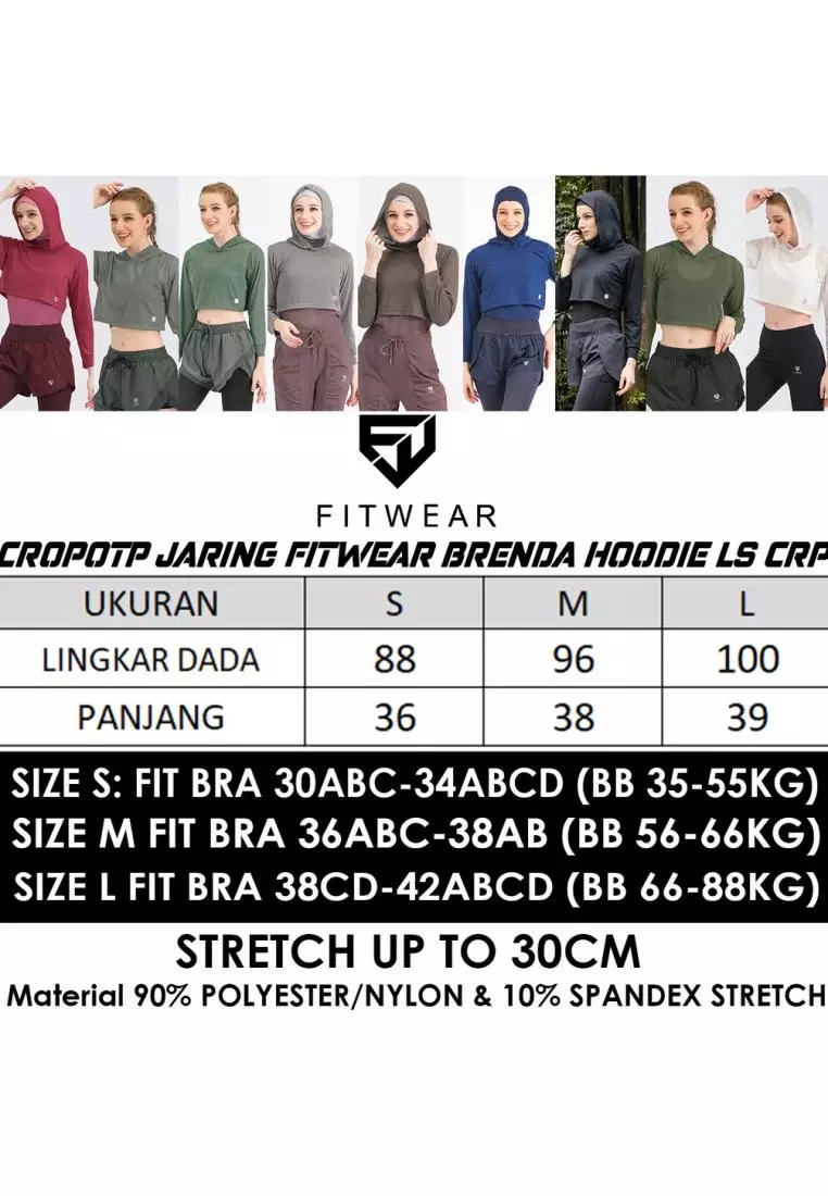 Fitwear - Croptop Jaring / Mesh / Sheer Olahraga BRENDA OUTER HOODIE LS CRP - DARK GREY