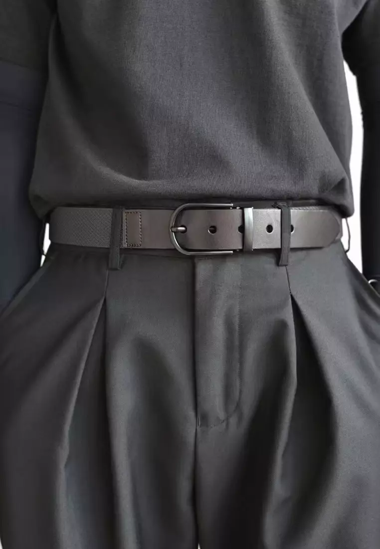 Mens grey dress belt best sale