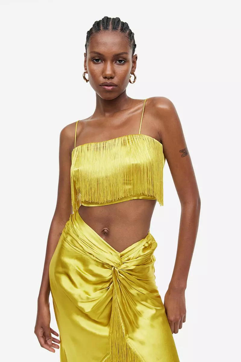 Yellow crop top h&m top