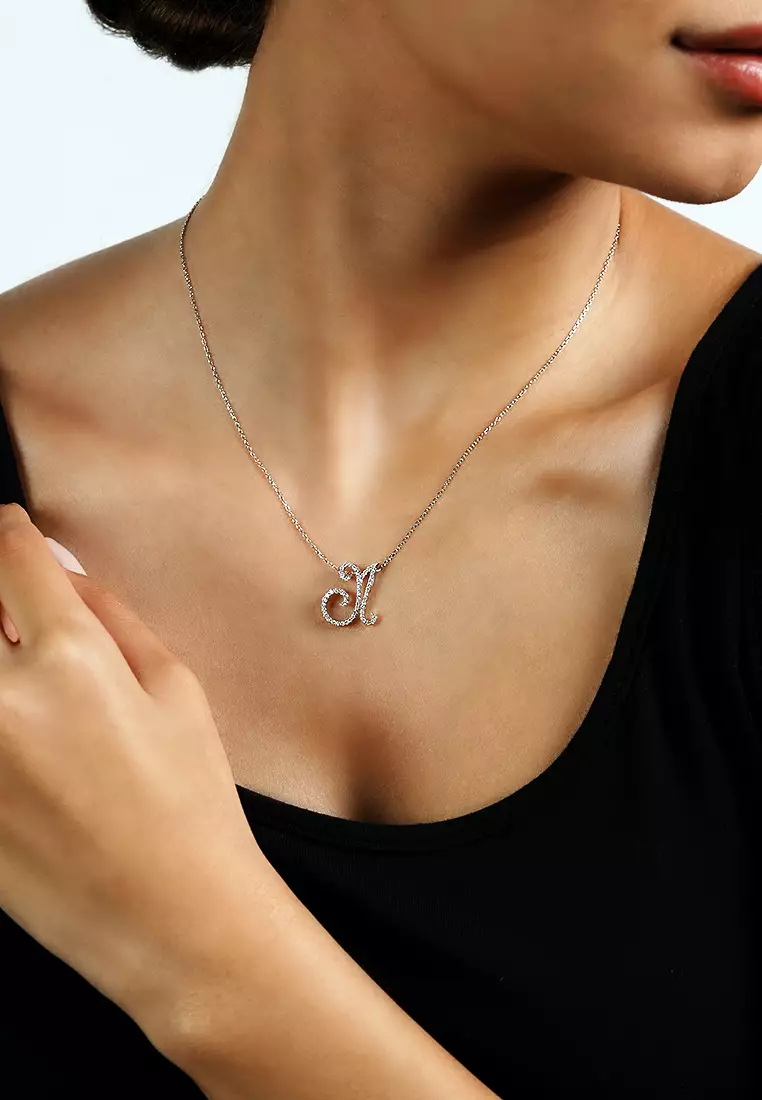 網上選購 BEON Diamond Pavé Lab Grown Diamond 'N' Initial Pendant in White ...