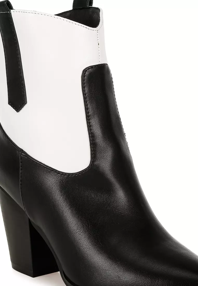 Sepatu bot koboi dua warna hitam/putih